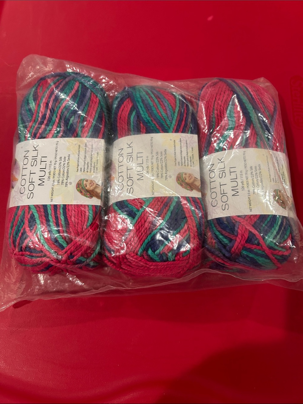 Cotton Soft Silk Multi by Premier Yarns, 3 Skein Lot.